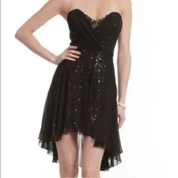 Badgley Mischka Strapless Black Dress with Sequins - Picture 2 of 11